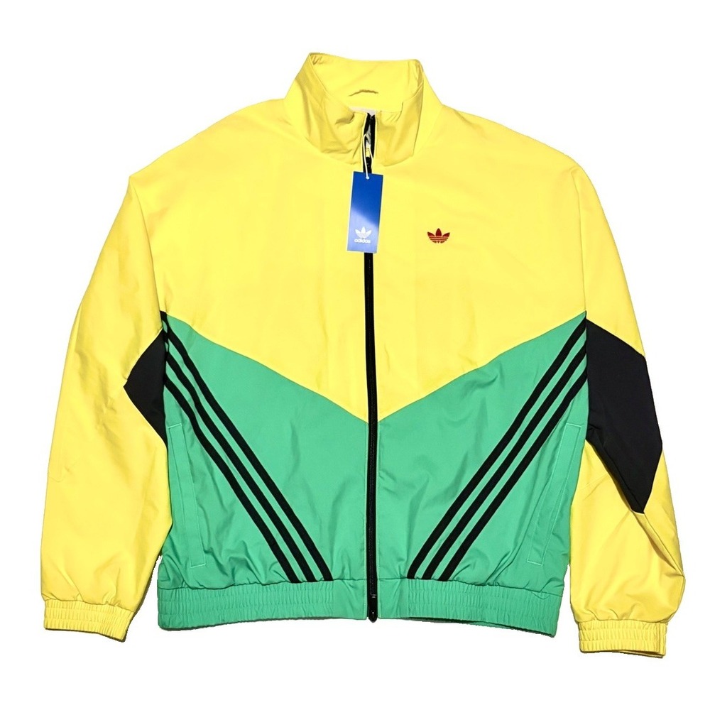 Adidas Originals Warm-Up Track Jacket Mens M Yellow Energy Green Windbreaker NWT